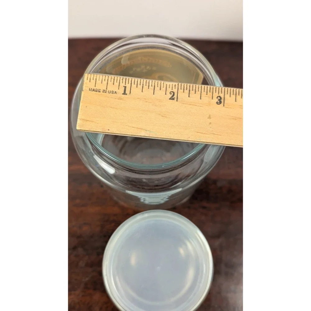 Vintage Aunt Jennys Split Peas Glass Canister Jar with Lid Advertising Kitchen